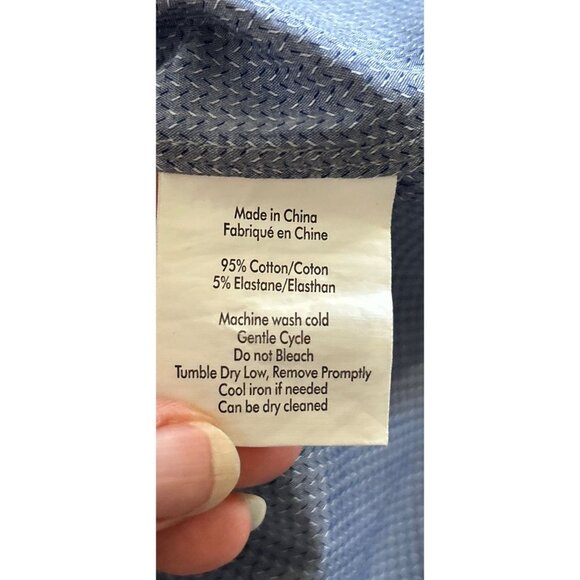 John Varvatos Shirt Button-Down Cotton Textured Gray Purple Long Sleeve Size 16 - Picture 9 of 9